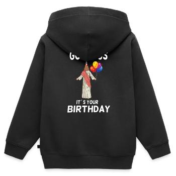 Go Jesus Its Your Birthday Christmas Jesus - Kids Premium Organic Zip-up Hoodie - black - Back - AI Model Kid Male (0cm)