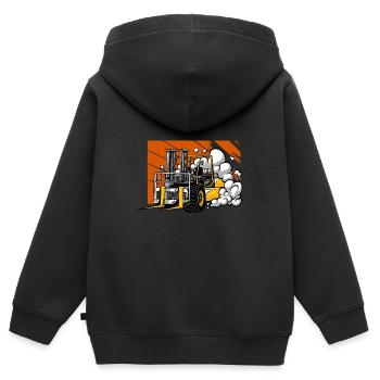 Chariots élévateurs Course Cadeau Élévateur élévateur cool - Sweat Premium à capuche zippé enfant bio - noir - Dos - AI Model Kid Male (0cm)