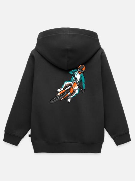 Motocross Rider Biker Motorcycle Children Men - Kinder Premium Organic Zip Hoodie - Schwarz