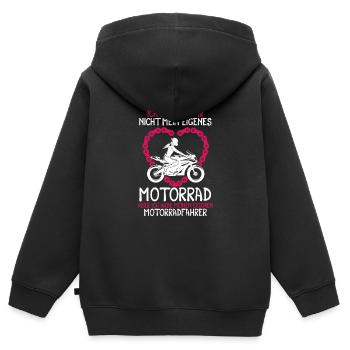 Ich habe zwar nicht mein eigenes Motorrad Bikerin - Kinder Premium Organic Zip Hoodie - Schwarz - Hinten - AI Model Kid Male (0cm)