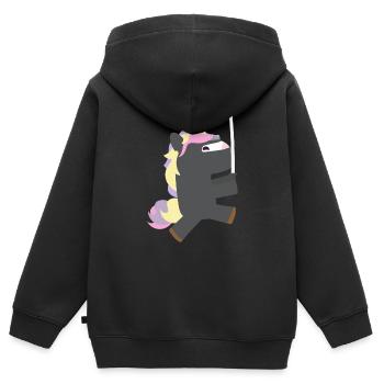 Ninja Einhorn - Kinder Premium Organic Zip Hoodie - Schwarz - Hinten - AI Model Kid Male (0cm)