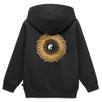 Yin Yang - Sweat Premium à capuche zippé enfant bio - noir - Dos - AI Model Kid Male (0cm)