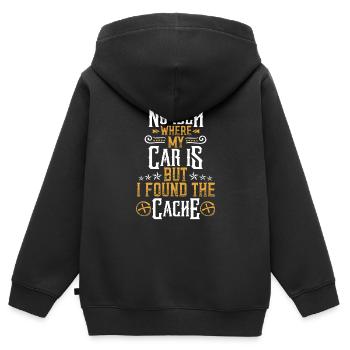 Keine Ahnung wo mein Auto ist #Geocaching - Kinder Premium Organic Zip Hoodie - Schwarz - Hinten - AI Model Kid Male (0cm)