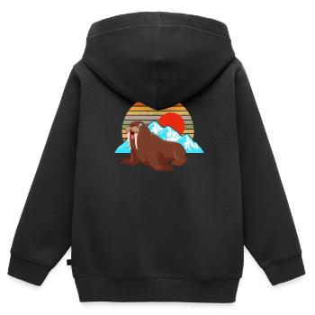 Morses - Sweat Premium à capuche zippé enfant bio - noir - Dos - AI Model Kid Male (0cm)