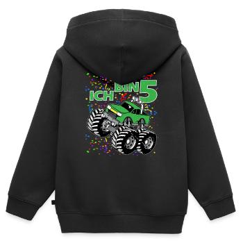 5 Jahre Junge Mädchen Geburtstag Monster Truck - Kinder Premium Organic Zip Hoodie - Schwarz - Hinten - AI Model Kid Male (0cm)