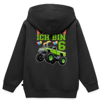 6 Jahre Junge Mädchen Geburtstag Monster Truck - Kinder Premium Organic Zip Hoodie - Schwarz - Hinten - AI Model Kid Male (0cm)