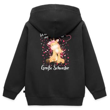 Annoncer la progéniture Je serai une grande sœur 2022 - Sweat Premium à capuche zippé enfant bio - noir - Dos - AI Model Kid Male (0cm)
