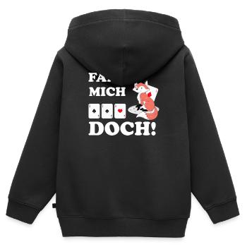 Doppelkopf Fang mich doch Fuchs Schafkopf Geschenk - Kinder Premium Organic Zip Hoodie - Schwarz - Hinten - AI Model Kid Male (0cm)