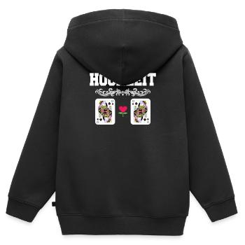 Doppelkopf Schafkopf Kartenspiel Stammtisch - Kinder Premium Organic Zip Hoodie - Schwarz - Hinten - AI Model Kid Male (0cm)