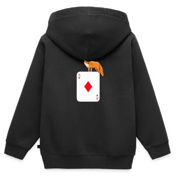 Doppelkopf Fuchs gefangen Schafkopf Ass Geschenk - Kinder Premium Organic Zip Hoodie - Schwarz - Hinten - AI Model Kid Male (0cm)