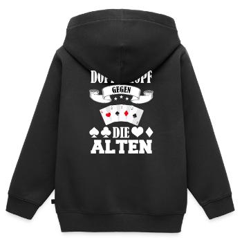 Doppelkopf Schafkopf Kartenspiel Stammtisch Alten - Kinder Premium Organic Zip Hoodie - Schwarz - Hinten - AI Model Kid Male (0cm)