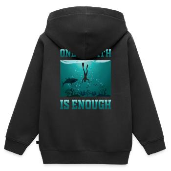 Apnoetaucher freediving One Breath - Kinder Premium Organic Zip Hoodie - Schwarz - Hinten - AI Model Kid Male (0cm)