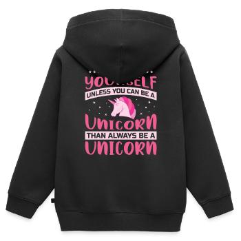 Licorne Licorne magique - Sweat Premium à capuche zippé enfant bio - noir - Dos - AI Model Kid Male (0cm)