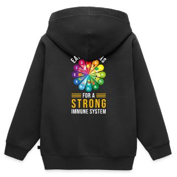 Aliments sains Vitamines - Sweat Premium à capuche zippé enfant bio - noir - Dos - AI Model Kid Male (0cm)