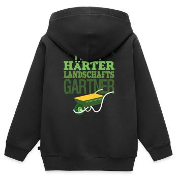 Hart Härter Landschaftsgärtner Gartenarbeit Spruch - Kinder Premium Organic Zip Hoodie - Schwarz - Hinten - AI Model Kid Male (0cm)