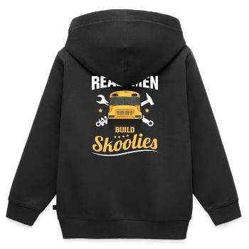 School bus saying for a scoolie tinkerer - Kids Premium Organic Zip-up Hoodie - black - Back - AI Model Kid Male (0cm)