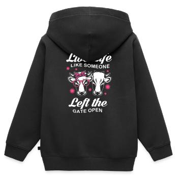 Kühe Kuh Schädel Kuhglocke Freundin - Kinder Premium Organic Zip Hoodie - Schwarz - Hinten - AI Model Kid Male (0cm)