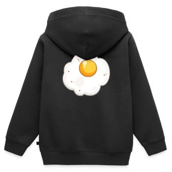 Œufs au plat - Sweat Premium à capuche zippé enfant bio - noir - Dos - AI Model Kid Male (0cm)