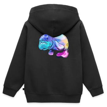 Manatee - Kids Premium Organic Zip-up Hoodie - black - Back - AI Model Kid Male (0cm)