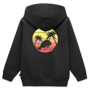 Larmas et les palmiers - Sweat Premium à capuche zippé enfant bio - noir - Dos - AI Model Kid Male (0cm)