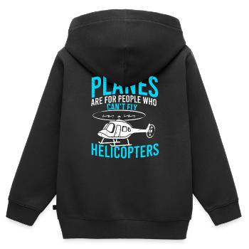 Hubschrauber - Kinder Premium Organic Zip Hoodie - Schwarz - Hinten - AI Model Kid Male (0cm)