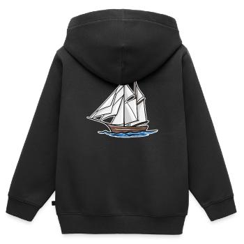 Boot - Kinder Premium Organic Zip Hoodie - Schwarz - Hinten - AI Model Kid Male (0cm)