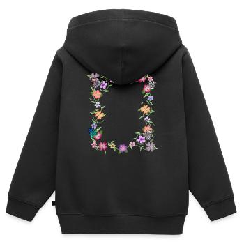 Blumenranke mit Schmetterlingen, Blumen, Insekten - Kinder Premium Organic Zip Hoodie - Schwarz - Hinten - AI Model Kid Male (0cm)