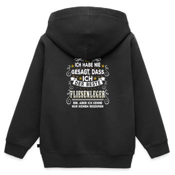 Bester Fliesenleger Handwerker Fliesen Beruf - Kinder Premium Organic Zip Hoodie - Schwarz - Hinten - AI Model Kid Male (0cm)