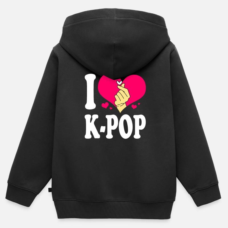 K-Pop - Sweat Premium à capuche zippé enfant bio - noir