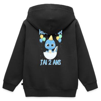 Birthday 2 Year Old Gift Dinosaur Boy - Kids Premium Organic Zip-up Hoodie - black - Back - AI Model Kid Male (0cm)