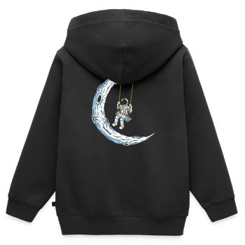 Lune Balançoire - Sweat Premium à capuche zippé enfant bio - noir - Dos - AI Model Kid Male (0cm)