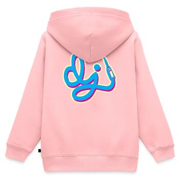DJ Musique Disque Jockey - Sweat Premium à capuche zippé enfant bio - rose - Dos - AI Model Kid Female (0cm)
