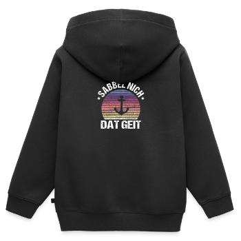 Sabbel nich dat geit - Kinder Premium Organic Zip Hoodie - Schwarz - Hinten - AI Model Kid Male (0cm)