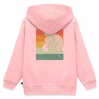 Zebra - Sweat Premium à capuche zippé enfant bio - rose - Dos - AI Model Kid Female (0cm)