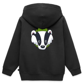 Blaireau - Sweat Premium à capuche zippé enfant bio - noir - Dos - AI Model Kid Male (0cm)