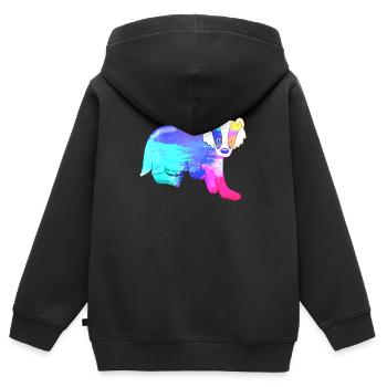 Dachs Farbenfroh - Kinder Premium Organic Zip Hoodie - Schwarz - Hinten - AI Model Kid Male (0cm)