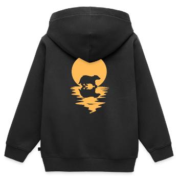 Blaireau - Sweat Premium à capuche zippé enfant bio - noir - Dos - AI Model Kid Male (0cm)