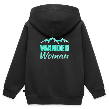 Wander Woman Wandern - Kinder Premium Organic Zip Hoodie - Schwarz - Hinten - AI Model Kid Male (0cm)