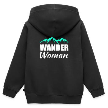Wander Woman Wandern - Kinder Premium Organic Zip Hoodie - Schwarz - Hinten - AI Model Kid Male (0cm)