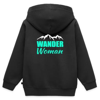 Wander Woman Wandern - Kinder Premium Organic Zip Hoodie - Schwarz - Hinten - AI Model Kid Male (0cm)