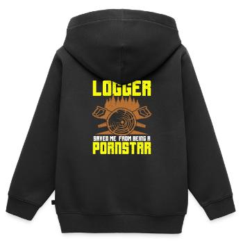 Holzfäller - Kinder Premium Organic Zip Hoodie - Schwarz - Hinten - AI Model Kid Male (0cm)
