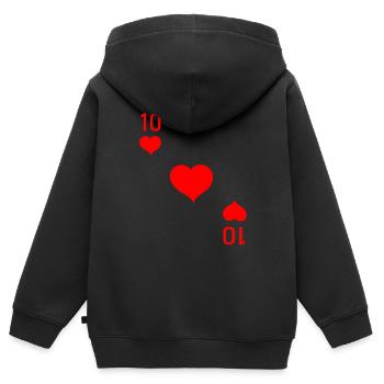 Herz 10 Zehn Karte Poker Karneval - Kinder Premium Organic Zip Hoodie - Schwarz - Hinten - AI Model Kid Male (0cm)