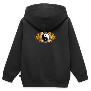 Bagua Zhang Yin Yang Cercle d’arts martiaux chinois - Sweat Premium à capuche zippé enfant bio - noir - Dos - AI Model Kid Male (0cm)