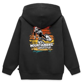 Mountain Biker / MTB Downhill Fahrrad geschenk - Kinder Premium Organic Zip Hoodie - Schwarz - Hinten - AI Model Kid Male (0cm)