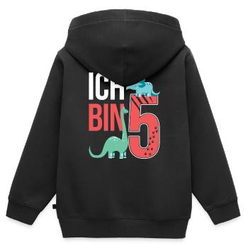 Dinosaurier Ich bin 5 Kindergeburtstag Geschenk - Kinder Premium Organic Zip Hoodie - Schwarz - Hinten - AI Model Kid Male (0cm)