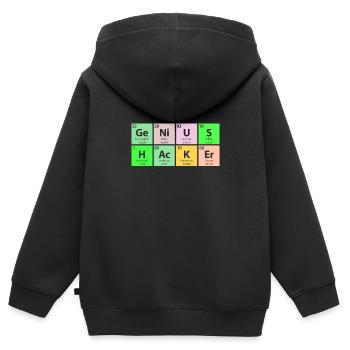Genius Hacker Periodentisch - Kinder Premium Organic Zip Hoodie - Schwarz - Hinten - AI Model Kid Male (0cm)