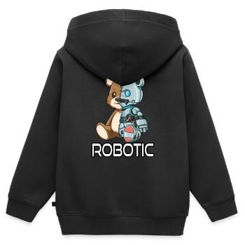Drôle robotique Cyborg - Sweat Premium à capuche zippé enfant bio - noir - Dos - AI Model Kid Male (0cm)