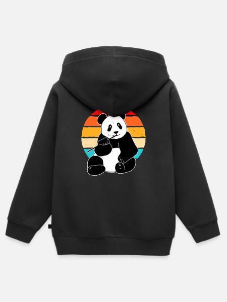 Panda - Kinder Premium Organic Zip Hoodie - Schwarz