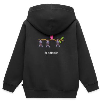 Be Different Fledermaus - Kinder Premium Organic Zip Hoodie - Schwarz - Hinten - AI Model Kid Male (0cm)