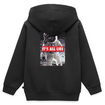 Fake Mondlandung Geschenk für einen - Kinder Premium Organic Zip Hoodie - Schwarz - Hinten - AI Model Kid Male (0cm)